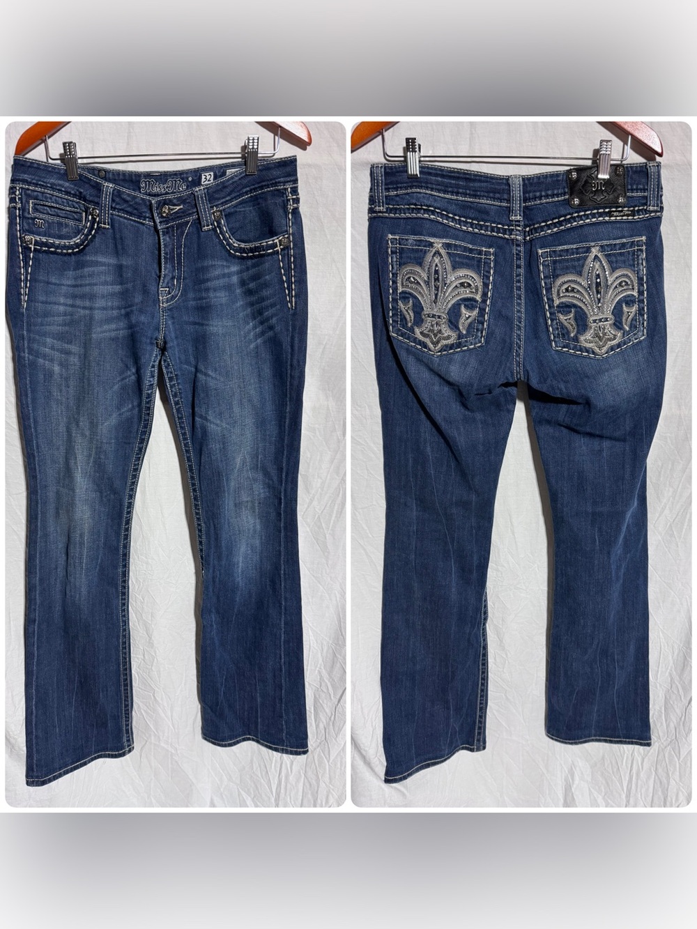 Miss Me Fleur De Lis Bootcut jean Style JP5073HX Size 32